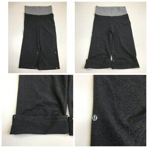 LULULEMON Athletica Gray Charcoal Adjustable Hem Wide Leg Pull On Crop Pant
